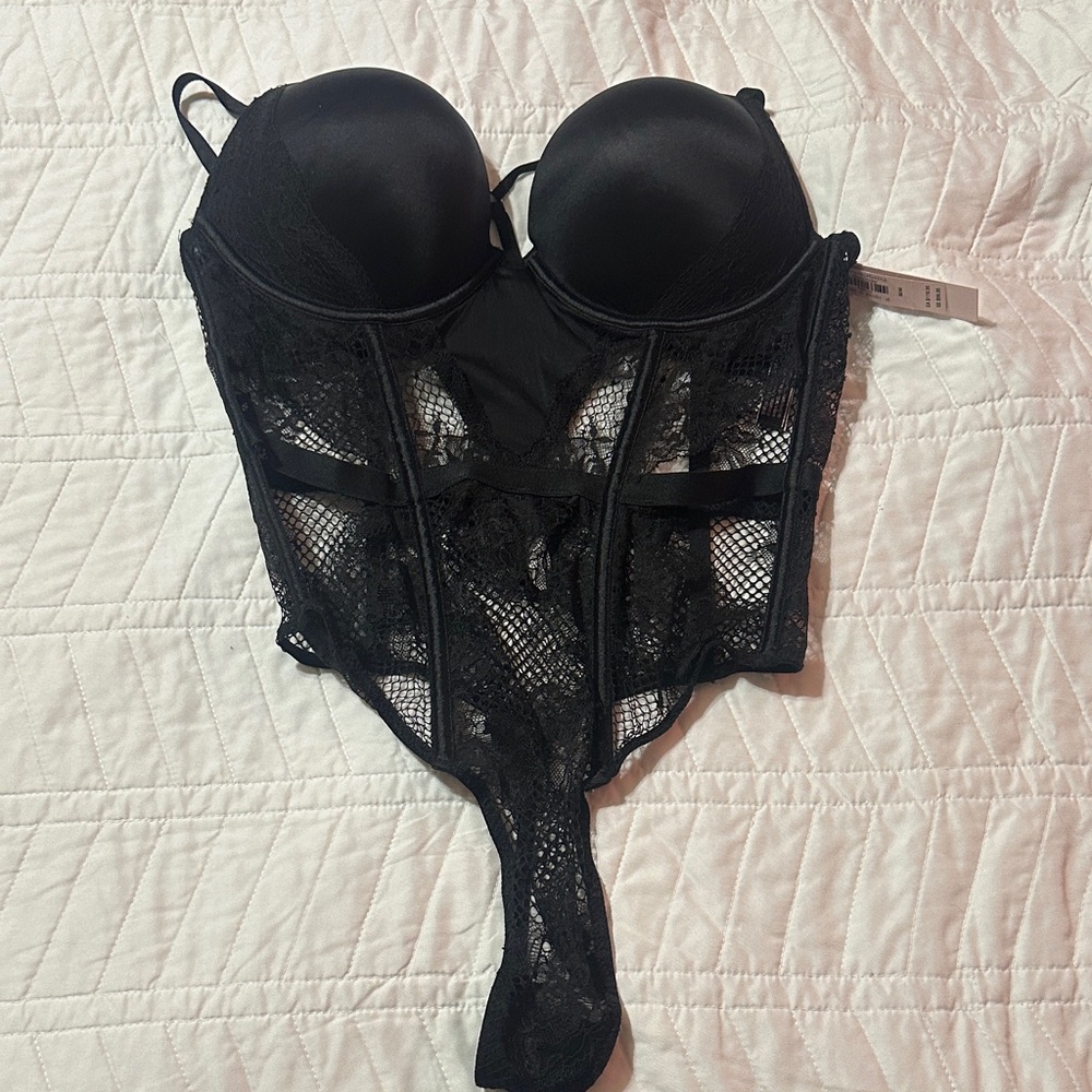 Victoria's Secret Black Lace Corset Bra